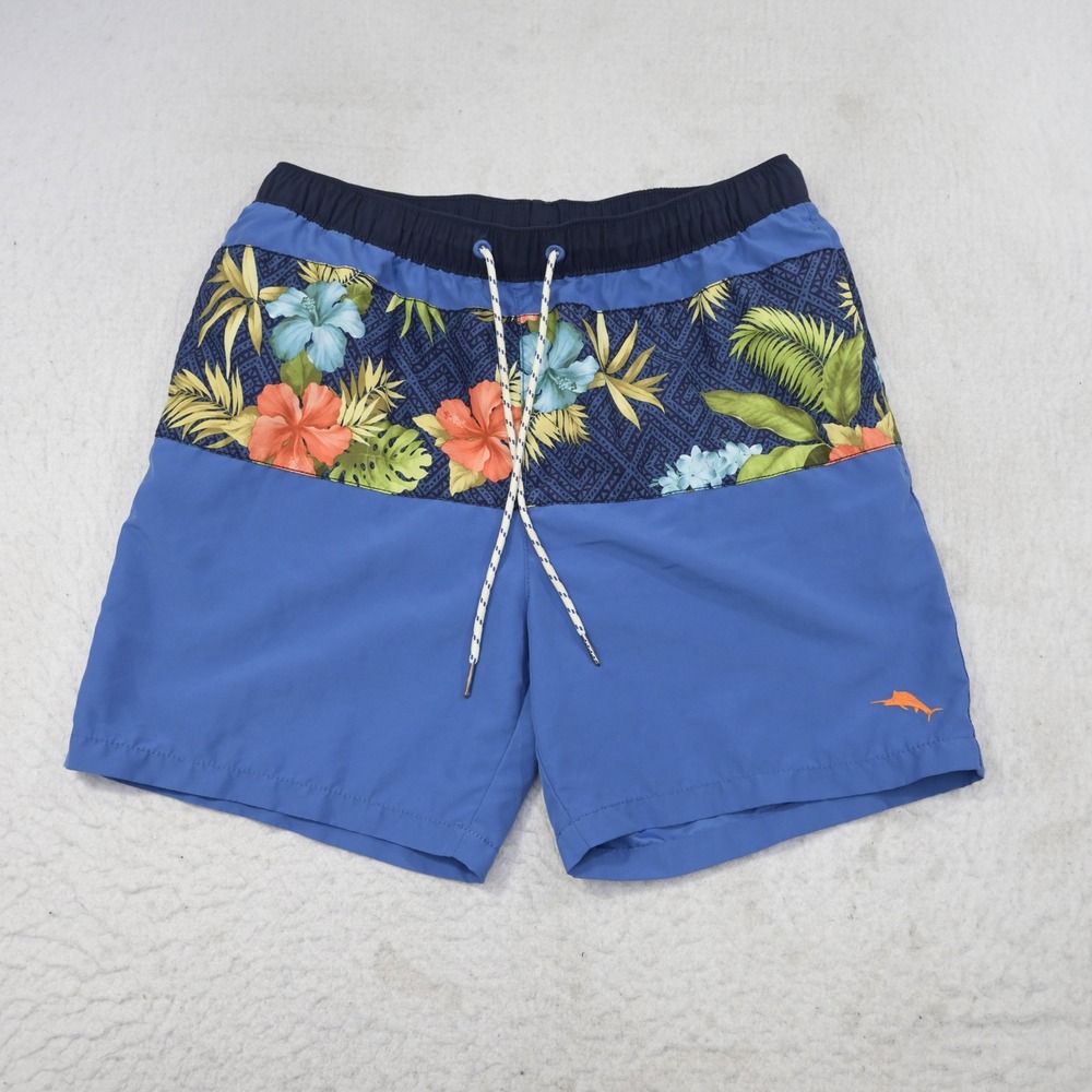 Tommy Bahama Relax Swim Trunks Mens Medium Blue‎ Floral Tropical Board Shorts